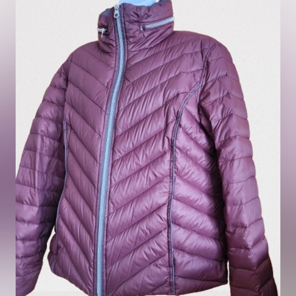 Preston & York Down/Feather Hidden Hood Puffer - Plum Size XL